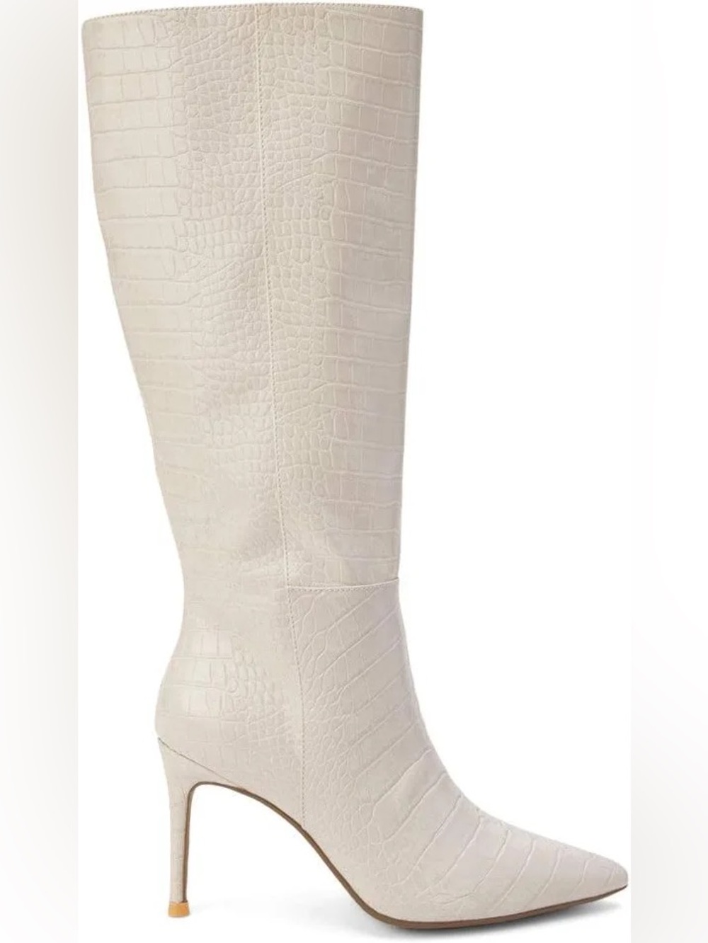 COCONUTS by Matisse Robbie Croc Embossed Pointed Toe Women's Cream Knee Boot